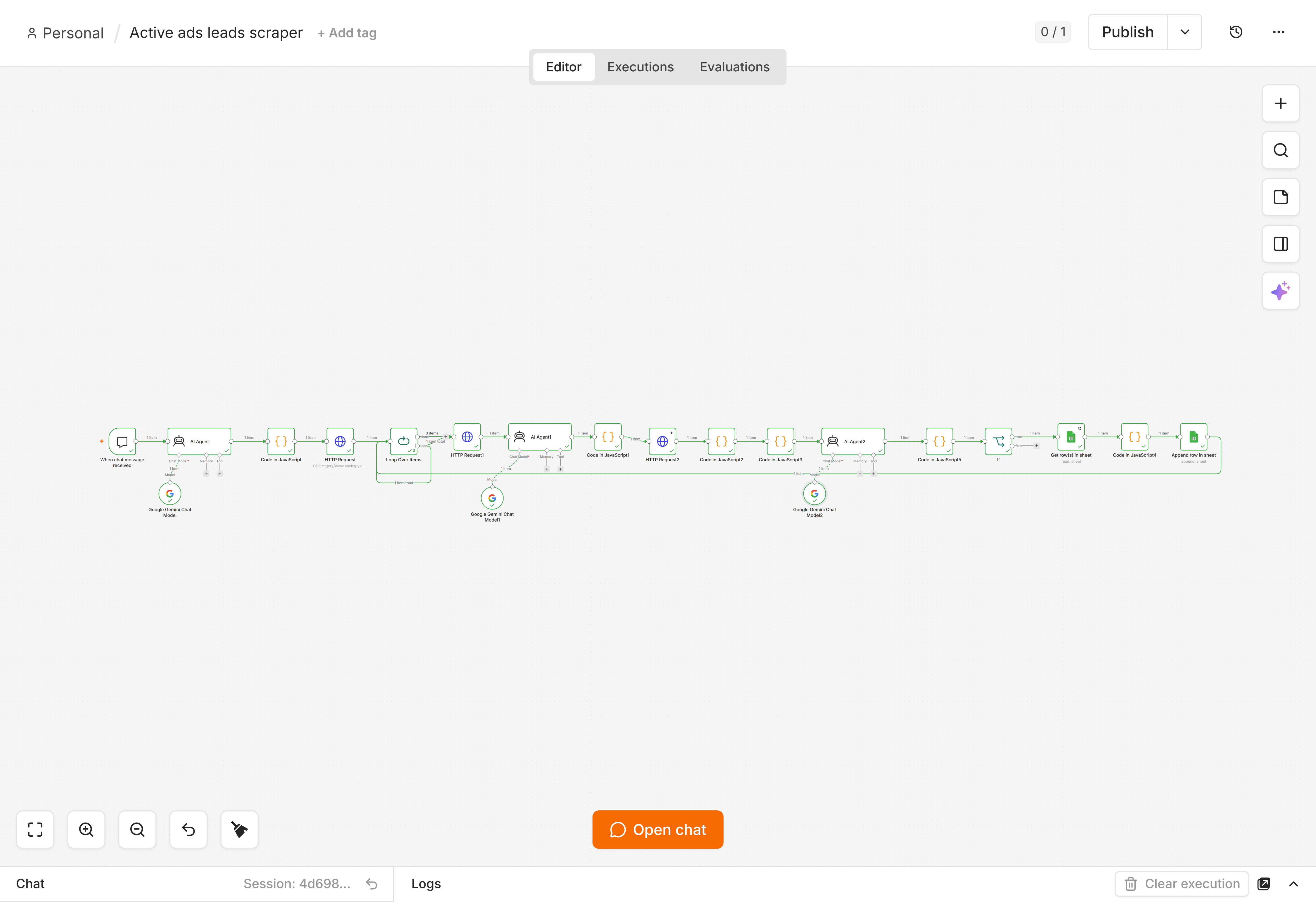 Active Ads Leads Scraper automation workflow